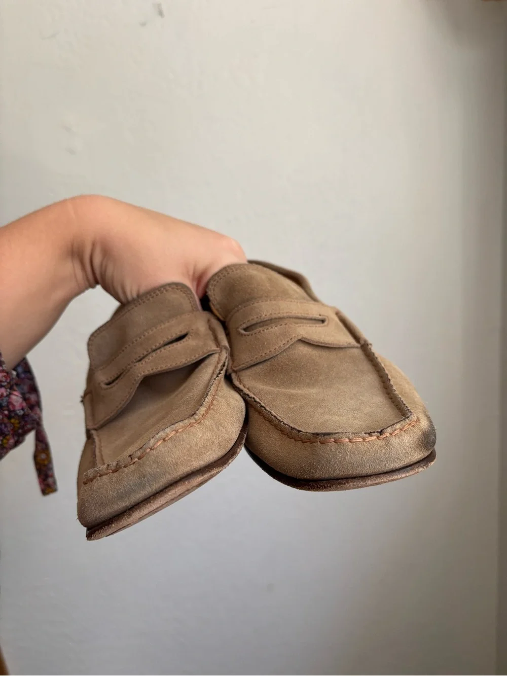John W. Nordstrom Taupe Suede Penny Loafers